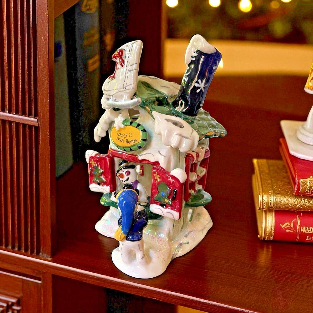 Blue Sky Clayworks Frosty Skate Rental Candle House by Heather Goldminc  - 7" H